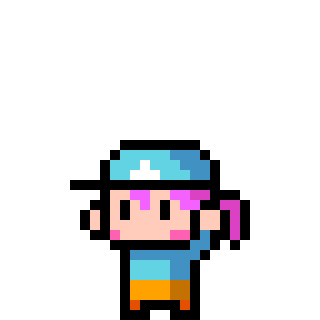 ドット絵フリー素材:青色の帽子を被った女の子のイラスト