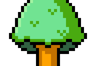 ドット絵フリー素材:緑色の木のアニメーション