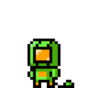 ドット絵フリー素材:緑色の宇宙服を着た男の子のアニメーション