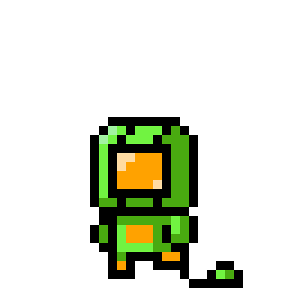 ドット絵フリー素材:緑色の宇宙服を着た男の子のイラスト