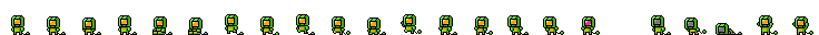 ドット絵フリー素材:緑色の宇宙服を着た男の子のスプライトシート