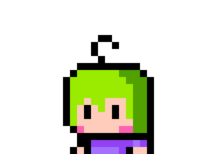 ドット絵フリー素材:緑色のロングヘアーな女の子のアニメーション